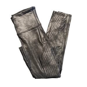 SPANX Faux Leather Moto Leggings Black Quilted Biker Women's Large